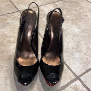 Size 11 women,J.Reneé high heels black leather cheetah print red velvet